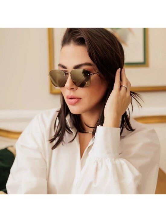 Saint Laurent SL309M 006 Sunglasses Silver Aviator Frame, Grey Lenses main image 6